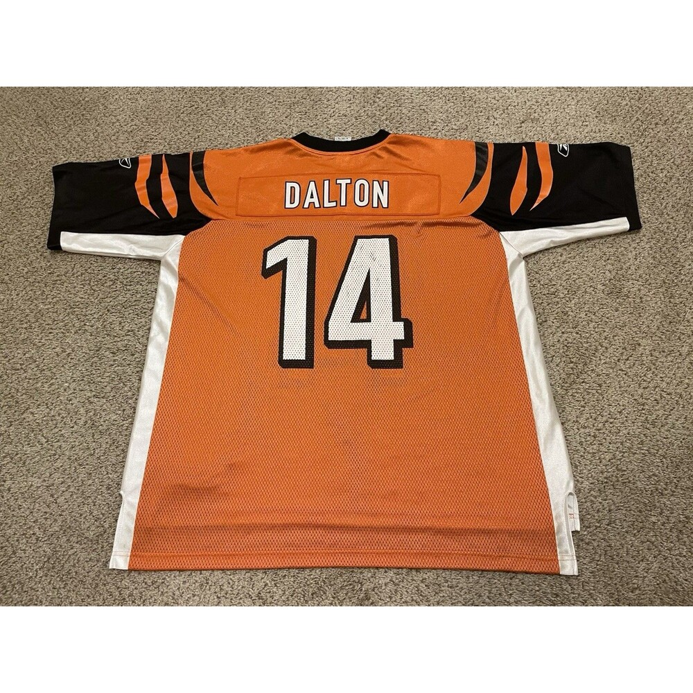 VINTAGE NFL BENGALS JERSEY #14 | DALTON | REEBOK MENS SIZE XLARGE - Picture 2 of 4